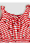 Lcw Kids Red Square Neck Plaid Girl Dress - 5