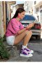 Women's Vegan Multicolor Thick Sole High Sneakers - Lady Fluff Design - 3