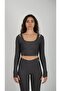 Anvelop Belden Bağlamalı Crop Bluz Gri - 3