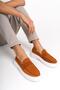 Genuine Leather Mbkry109-Tb Men's Belt Detail Tan Loafer