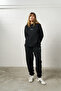 Hooded Unisex Oversize Tracksuit Set Medium Thechamp Printed Black – Cotton Jogger & Sweatshirt - 2