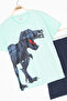 طقم علوي وسروال قصير للأولاد مطبوع عليه Mint Dino 20620 - 2