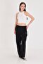 Women's Wide Leg Cotton Sweatpants Black 5609-S - 4