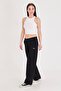 Women's Wide Leg Cotton Sweatpants Black 5609-S - 2