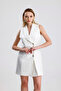 Lined Pulpayet Jacket Collar Double Breasted Evening Dress Jacket Dress |   Elb36091 White - 6