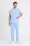 Baby Blue Set Terry Cotton Unisex Bat Sleeve Nurse and Doctor Uniform Set Scrubs - 3