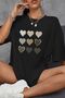 Unisex Heart Printed Basic Crew Neck Regular T-Shirt 100% Cotton