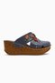 Genuine Leather Alto Dark Blue Wedge Women's Slippers Antique Sole Comfort Women's Slippers - 2
