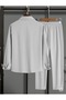 Bürümcük Crinkle Fabric Summer Lycra Women's Men's Long Sleeve Shirt and Sweatpants Set - 2