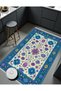 Mosso Blue Themed Floral Flower Motifs Patterned Woven Base Modern Decorative Carpet Mosso36 - 3