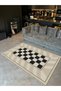 Mosso Retro Checkered Beige Wavy Pattern Woven Base Modern Decorative Carpet Mosso131 - 4