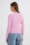 6931 Women's Buttoned Ribbed Knit Cardigan Pink - 7