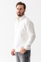 Men's Stand Collar Half Zip Textured Sweatshirt White - 25K 1061 - 5
