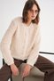 6897 Women's Long Bearded Sweater Cardigan with Tape Detail, Natural - 5