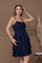 Glittery Mini Dress with Drawstring Back - Dark Blue - 5