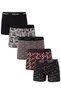 Men's 5-Piece Mixed Patterned Cotton Combed Cotton Boxers with Elastic Waist