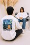 Lenithra Starry Night Front and Back Printed Unisex Oversize White Sweatshirt