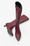 Women's Pointed Toe Side Zipper Heeled Daily Boots Zery Claret Red - 2