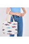|   Canvas Women's Bag, Large Size, Lined, Snap Fastener, Inner Pocket, Fish Pattern, Casual - 4