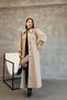 Women's Balloon Sleeve Resort Collar Belted Long Trench Coat - Black / Navy / Taupe / Beige / Khaki - 4