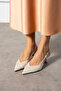 Beige Stone-Detail Thin-Heeled Slingback Stiletto – Chic and Elegant Women's Evening Shoe - 2