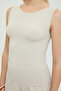 Ultra Soft Boat Neck Sleeveless Blouse Beige - 3
