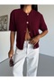 Crew Neck Hair Knit Short Sleeve Women's Knitwear Cardigan - 6