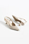 Beige Stone-Detail Thin-Heeled Slingback Stiletto – Chic and Elegant Women's Evening Shoe - 6