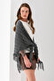Handmade Openwork Knitted Tasseled Triangle Shoulder Shawl – Cotton Triangel Boho Shawl Women - 4