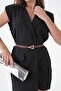 Faux Leather Burgundy Belt with Triangle Buckle Detail - 5
