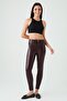 Women's Burgundy Leather Look High Waist Skinny Pants