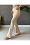 Women's Oskar Lycra High Waist Beige Flared Jeans Trousers - 2