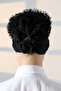Women's Ruffled Laced Hijab Bun Bonnet - Black - 4