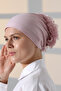 Women's Ruffled Laced Hijab Bun Bonnet - Pink - 2
