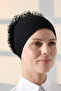 Women's Ruffled Laced Hijab Bun Bonnet - Black - 7