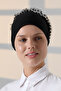 Women's Ruffled Laced Hijab Bun Bonnet - Black - 8