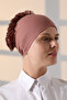 Women's Ruffled Laced Hijab Bun Bonnet - Dusty Rose - 5