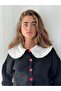 Short Heart Button Cardigan Women Black