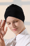 Cross 3 Stripes Double Sided Women's Hijab Bonnet Black - 2