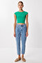 Pack of 2 Basic Ribbed Knitted Crop Blouse Lmx0123 Green Dark Pink - 7