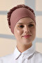 Women's Ruffled Laced Hijab Bun Bonnet - Dusty Rose - 6