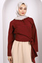 Burgundy Waist Tie Crop Shirt