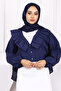 Navy Blue Collar Ruffled Buttoned Shirt - 2