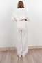 Women's Summer Ecru Modal Fabric Snap Button Jacket Elastic Waist Pants Set Stylish Daily Comfortable Two-Piece 1208 - 6