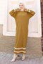 Patterned Knitwear Dress Khaki 6149