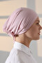 Stitched Tie-Up Plain Combed Cotton Hijab Bonnet Pink - 2