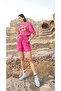 Monamise Short Sleeve 3-Piece Crop Bottom Top Set 23088 - 4