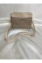 Women's Gold Detailed 3 Compartment Adjustable Strap Shoulder Bag