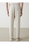 Beige Standard Fit Linen Blend Men's Trousers - 8