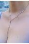 Butterfly Detailed Steel Silver Y Necklace